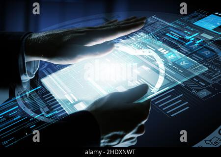 hand, cyberspace, enabling, hands, cyberspaces, activate, activating Stock Photo