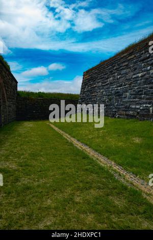 the dry moat that circles fort charlotte Stock Photo