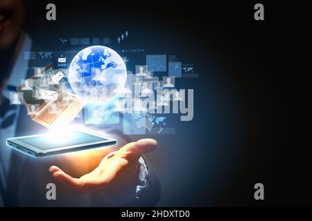 data communication, data transfer, datas, data transfers Stock Photo