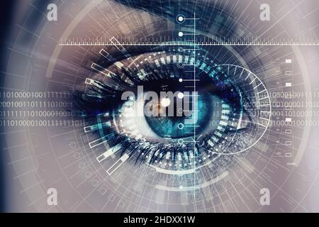 eye, iris, password, identification, scanners, eyes, passwords, identifications Stock Photo