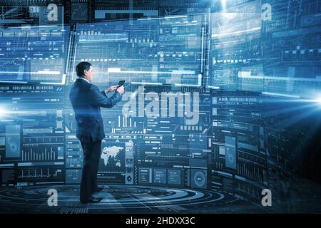 businessman, internet, interface, cyberspace, command, boss, businessmen, executive, executives, leader, leaders, manager, internets, web, interfaces, Stock Photo