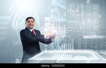 businessman, media, online, enabling, tablet-pc, data analysis, boss, businessmen, executive, executives, leader, leaders, manager, medias, onlines, Stock Photo