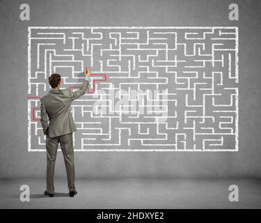 strategy, labyrinth, solution, strategies, labyrinths, feedback, result, solutions Stock Photo