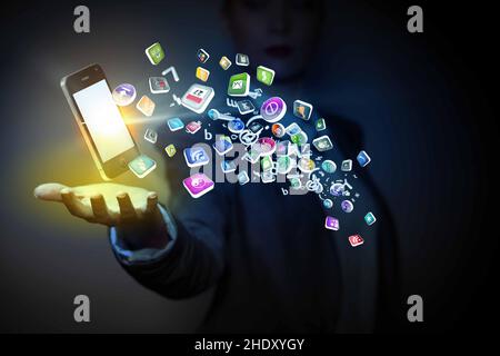 mobile communication, multimedia, app, mobile communications, multimedias Stock Photo