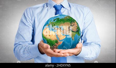 businessman, environment protection, responsibility, global player, boss, businessmen, executive, executives, leader, leaders, manager, environment Stock Photo