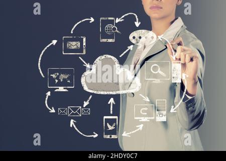 data storage, data communication, circulation, cloud, cloud computing, data storages, data communications, circulations Stock Photo