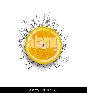 fresh, orange, plan, development, concept, freshs, oranges, planning, plans, project, projects, developments, concepts Stock Photo