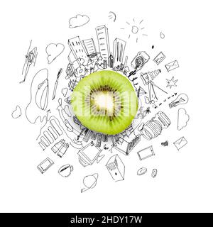 fresh, kiwi, concept, brainstorming, visualization, freshs, kiwis, concepts, visualizations Stock Photo