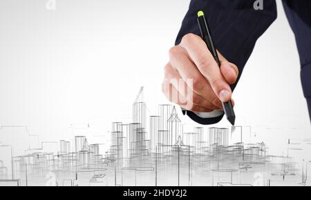 architect, designing, city model, architects, design, designs Stock Photo