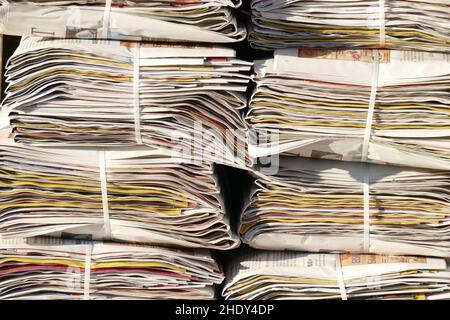 newspapers, stack of newspaper, newspaper bundles, newspaper, stack of newspapers, newspaper bundle Stock Photo