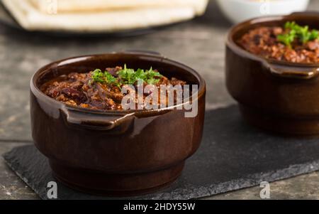 chili con carne, bean stew, chili con carnes, bean stews Stock Photo