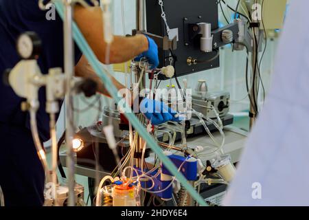 setting, transfusion, pumping, hoses, transfusions, hose Stock Photo