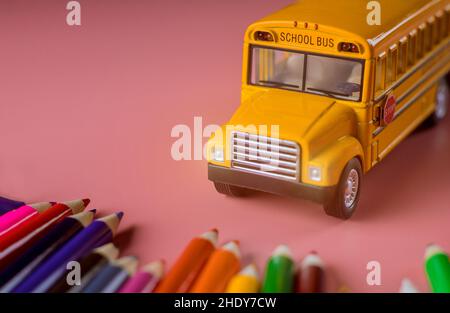 crayon, school, school bus, crayons, schools Stock Photo