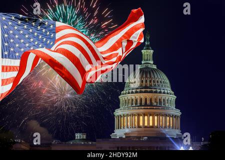 fireworks, american flag, capitol, firework, american flags, capitols Stock Photo