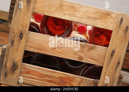 red wine, wine crate, red wines Stock Photo