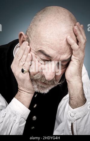 senior, pensive, sad, worried, elderly, old, seniors, pensives, sads, worrieds Stock Photo