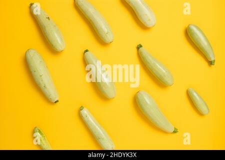 Vegetables abstract background. Zucchini on the white. Top view. Flat lay Stock Photo