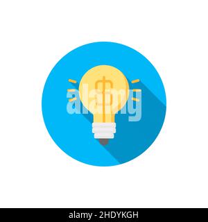 idea bulp vector icon, flat design, long shadow Stock Vector