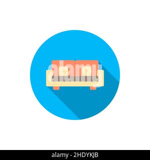sofa vector icon furniture symbol, flat design, long shadow Stock Vector