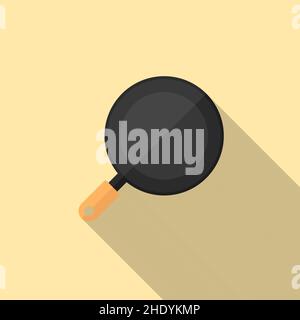 Kitchenware pan vector icon, flat design, long shadow Stock Vector