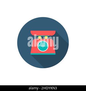 kitchenware scales vector icon, flat design, long shadow Stock Vector