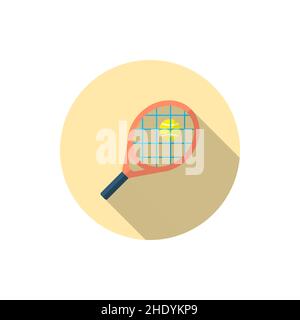 tennis racket vector icon, flat design, long shadow Stock Vector