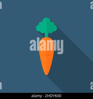 Carrot vector icon flat design, long shadow Stock Vector
