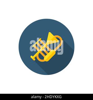 trombone music tools vector icon, flat design, long shadow Stock Vector