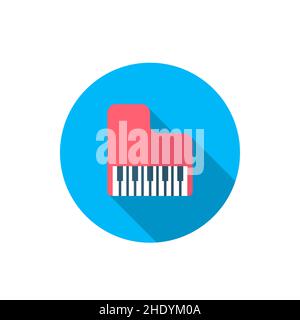 piano music vector icon, flat design, long shadow Stock Vector