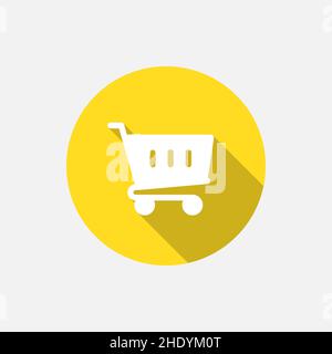 shopping cart vector icon symbol, flat design, long shadow Stock Vector