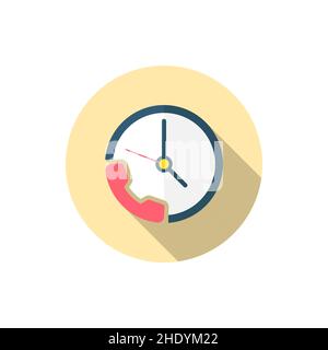 service phone call vector icon, flat design, long shadow Stock Vector