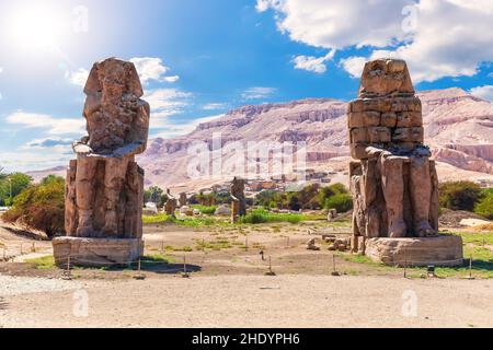 colossi of memnon, colossal statue, colossi of memnons Stock Photo