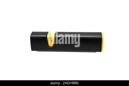 Knife sharpener. Manual device for sharpening the knife blade. Isolate on a white background. Stock Photo