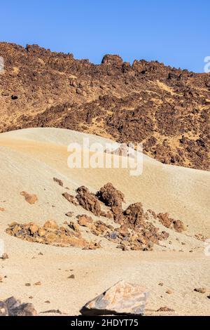 Pumice dunes at the Minas de San Jose in the volcanic landscape of the Las Cañadas del Teide National Park, Tenerife, Canary Islands, Spain Stock Photo