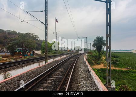 Railway track in Tamilnadu Stock Photo