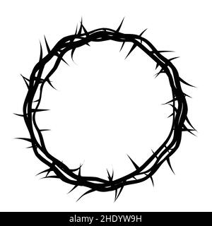 Silhouette of crown of thorns, Jesus Christ wreath of thorns, easter religious symbol of Christianity, vector Stock Vector