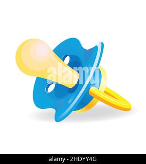 blue and yellow baby dummy sucker pacifier vector isolated on white background Stock Vector