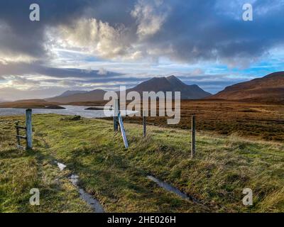 The Assynt Ciogach Mountains in the sparsely populated area in the ...