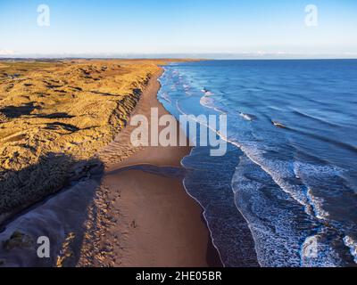 Sand dunes on the coast at Newburgh beach in Aberdeenshire, Scotland Stock Photo