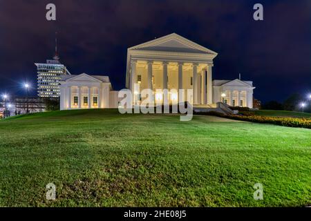 The Virginia State Capitol core, designed by Thomas Jefferson, has an internal, not external, dome. Stock Photo