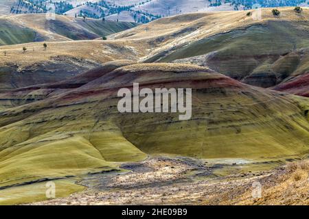 Painted Hills; geologic site; John Day Fossil Beds National Monument; near Mitchell; Oregon; USA Stock Photo