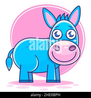 donkey cute illustration, donkey cartoon, donkey vector, donkey Stock Vector