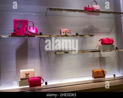 Paris, France, inside LVMH, Louis Vuitton Luxury clothing store at Paris,  Shopping, Ave Champs-Elysees, contemporary interior Stock Photo - Alamy