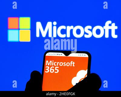 Ukraine. 7th Jan, 2022. In this photo illustration a Microsoft 365 logo seen displayed on a smartphone. (Credit Image: © Igor Golovniov/SOPA Images via ZUMA Press Wire) Stock Photo