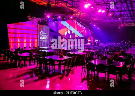 Johannesburg, South Africa - January 24 2019: Stage and Lighting set-up at Cars.co.za Awards Event Stock Photo