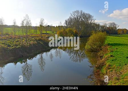 Late Autumn colours on the River Medway, near Leigh, Kent, England, UK Stock Photo