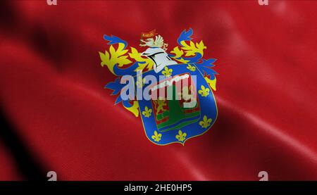 3D Illustration of waving Peru Province flag of Arequipa Stock Photo