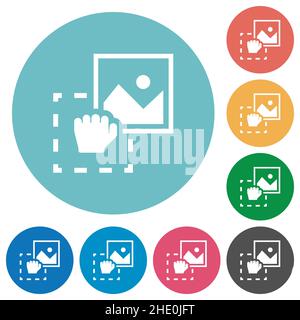 Grab image flat white icons on round color backgrounds Stock Vector ...