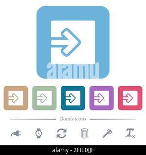 Import object solid white flat icons on color rounded square backgrounds. 6 bonus icons included Stock Vector
