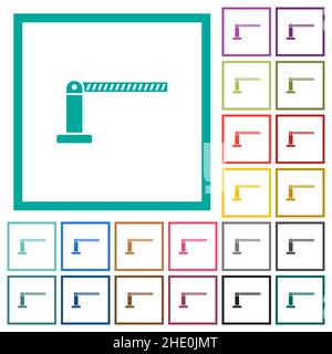 Closed barrier flat color icons with quadrant frames on white background Stock Vector
